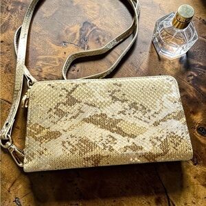 Simply Southern Metallic Gold Snake-Texture Crossbody